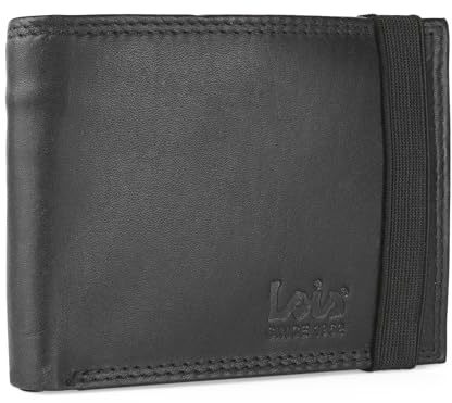 Lois - Carteras para Hombre Piel. Billeteras para Hombre. Cartera Hombre Piel con Monedero y múltiples Compartimentos, billeteras y monederos. Cartera Hombre. RFID, Negro