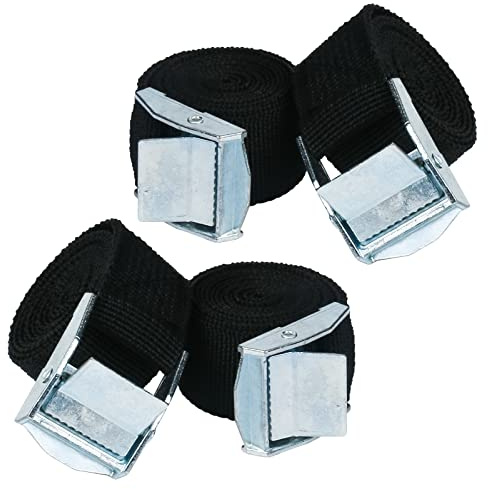 Lot de 4 sangles d'arrimage à cliquet (2,5 cm x 5 m) - Sangles d'arrimage à cliquet - Sangles de serrage pour bagages, camionnette, bagages