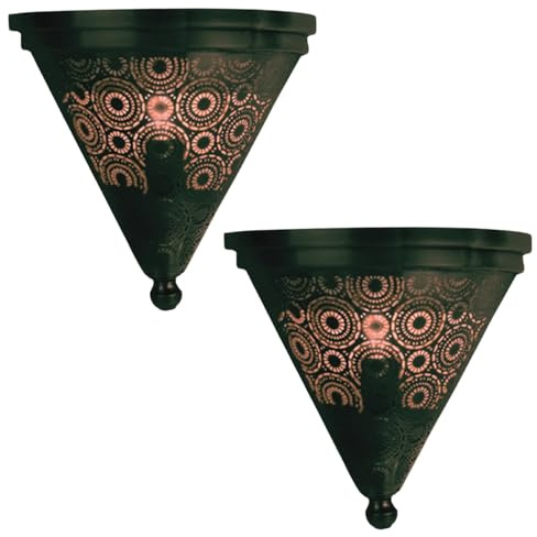 2er Set Marrakesch Orientalische Lampe Wandleuchte aus Metall Wandlampe Leuchte Firas 31cm schwarz als Wanddeko