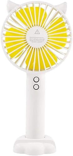 USB Handheld Fan, Personal Cooling Hand Held Fan, 2 Speed Adjustable Cute Cat Ear Mini USB Desk Fans, Great for Indoor, Outdoor, Home & Office (E)