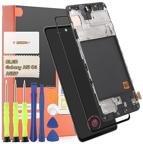 TGHongKy Display für AMOLED Samsung Galaxy A51 Bildschirm Ersatz Galaxy A51 A515F LCD Ersatz Sensor Glas Touchscreen-Digitalisierer Panel Assembly mit Reparaturwerkzeug - [Schwarz mit Rahmen]