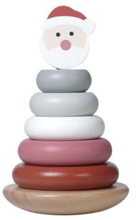Kindsgut Torre impilabile Babbo Natale, Giocattolo per Le abilità motorie, per Bambini, Decorazione Natalizia per la Stanza dei Bambini, favorisce la motricità fine, Giocattolo educativo