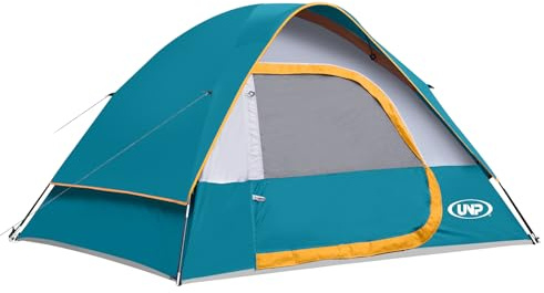 UNP Tente de Camping pour 4 Personnes, imperméable et Coupe-Vent, Tente dôme Facile à Installer (Bleu Océan, 3 Personnes - 240×210×120cm)