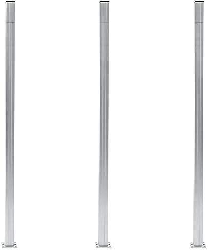 LAPOOH Poteaux de clôture 3 pcs Aluminium 185 cm,Barriere Jardin Exterieur,Barriere Jardin,Portillon Grillage