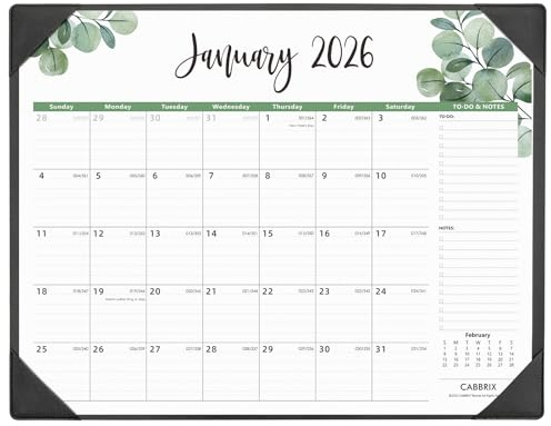 Large Desk Calendar 2026 with Desktop Mat, Cabbrix Desk Pad Calendar 22 x 17 Inch Covering January 2026 to June 2027, Desk Blotter Calendar 2026 for Home School and Office