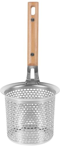HOLIDYOYO Cucchiaio Scolapasta Resistente Alle Alte Temperature Con Manico in Legno Maglia in Acciaio Inossidabile 304 Facile Da Pulire E Robusto Per Luso in Cucina