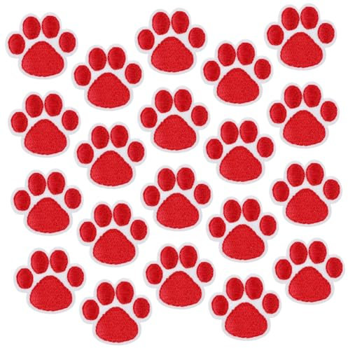 STOBOK 100 Stk Patch Tasche bestickte Applikation Dekoration mit Kleiderapplikationen Hüte Rucksack Hundepfotenflecken Schuhe Applikation Tier Taschen das Bügeleisen Hut Jacke Stoff rot
