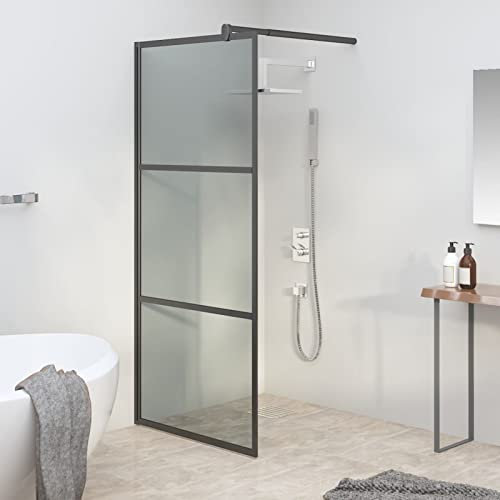 CIADAZ Duschwand für Walk-In Dusche, Duschrückwand, Duschabtrennung, Glaswand Dusche, Duschglaswand, Duschtrennwand, 80x195 cm Dunkel ESG Glas Schwarz