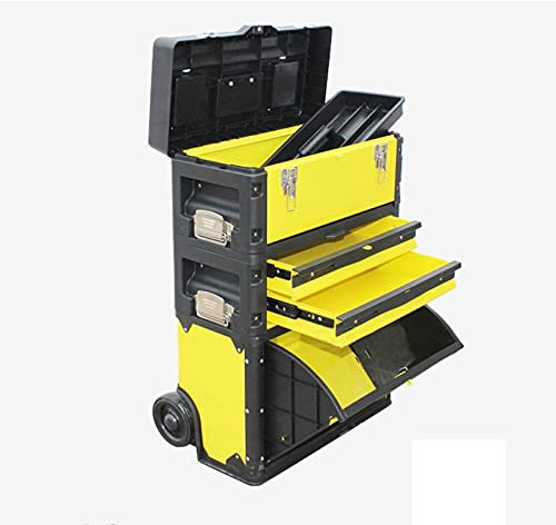 Werkzeugbox Werkzeugkoffer Dreischichtiger, abnehmbarer Werkzeugkasten mit Rädern, Hardware-Trolley, multifunktionaler Auto-LKW, Outdoor-Reparatur, Bau-Aufbewahrungstruhe Schnellverschluss und Organi