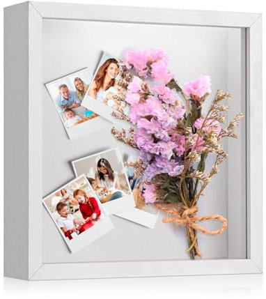 TOYOUERYL 3D Cornice 20x20 cm con profondità sufficiente per oggetti fino a 3 cm, cornice profonda adatta per appendere al muro o posizionare su scrivania, cornice bianca, DIY Opera d'arte