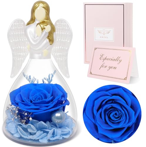 Sunia Ewige Rose Engel Figur - Geschenk für Mama von Tochter, Muttertag, Geburtstag, Weihnachten - Ewige Blume