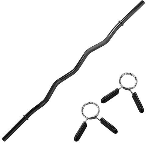 wuuhoo® Curl Hantelstange Franco, 120cm / 140cm SZ Hantelstange bis 90 KG, Langhantel mit Scheibenaufnahme 30mm, gerändeltem Griff - Fitnessgerät für Zuhause 140 cm schwarz