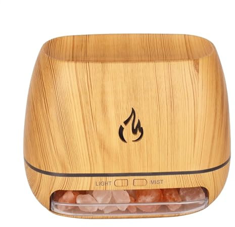 Salt Rock Scent Diffuser, Aromatherapy Cool Mist Humidifier With Salt Lamp Effect, 7-Color Flame Simulation, Ultrasonic Oil Diffuser Simulation Flame For Oils And Home Decor