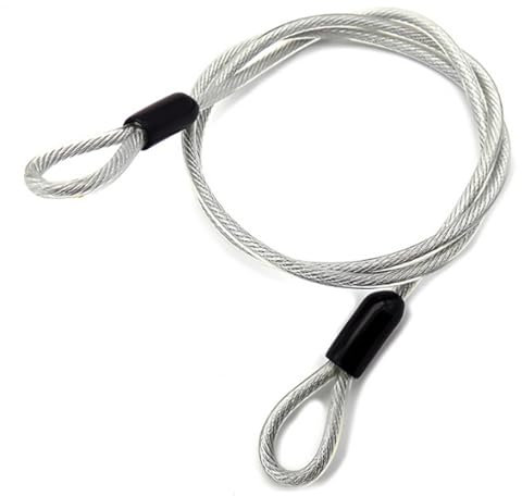 Wjelet 1,5 m x Ø 5 mm – Cable de acero inoxidable con ojales – Funda de acero inoxidable – Durable – para antirrobo – Muebles de jardín, bicicleta y muebles de terraza