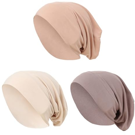 RUIXIA 3Pcs Turban Hijab pour Femme Bonnet Hijab pour Femme Musulmane Turban à Enfiler