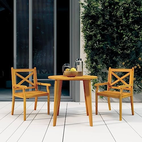 WKIEQACO Gartenmöbel-Set, 3-teilig, Massivholz, Akazie