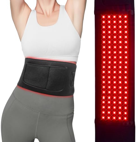 Hottoerak Rotlichtlampe Gürtel, 105 LEDs, 660/850 nm, 120 × 20 cm | Infrarotlampe mit 3 Lichtmodi, 5 Helligkeiten und 10/20/30-Min-Timer für Rücken, Schultern, Taille und Beine