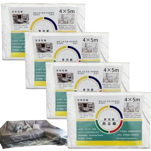 Bâche Protection Peinture,4 pièces Bâches De Protection,Bâche Protection Sol,Plastique Protection Peinture, Film de Couverture Feuilles de Plastique Imperméables pour La Peinture et l'ameublement