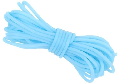 Cordoncino in gomma per realizzare collane, bracciali, 5 m, larghezza 3 mm, per lavori a maglia, colore: azzurro