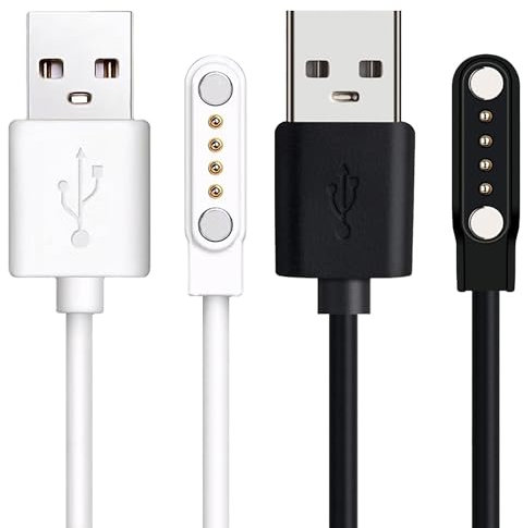 Lamshaw Cargador Magnético USB 3.3 Pies para IFECCO Auriculares - Cable de Recarga por Inducción con Reloj Magnético, Compatible con IFECCO X5 Auriculares ﻿ (Negro+Blanco)