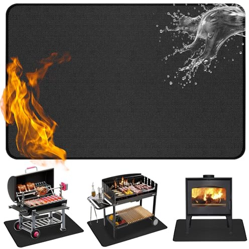 Grillmatte Bodenschutz 180 x 100 cm, Groß Faltbare Grillmatte für Gasgrill Bodenschutz, Silikon-Glasfaser Feuerfeste Unterlage Outdoor, Hitzeschutzmatte für BBQ Grills, Kamin, Boden, Rasen und Camping