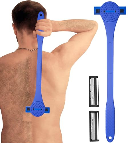 Rückenrasierer für Männer, tragbares Boty-Trimmwerkzeug, 2-in-1, hautfreundliches Körperhaar, Rückenrasur, Massagegerät, Groomer, Schmerzen, Rasur, der ultimative Rückenhaarentferner für Männer