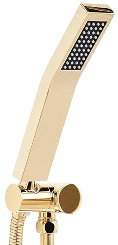 Handbrause Metall gold 1 Strahlart rechteckig Stab Duschkopf modern Amboro