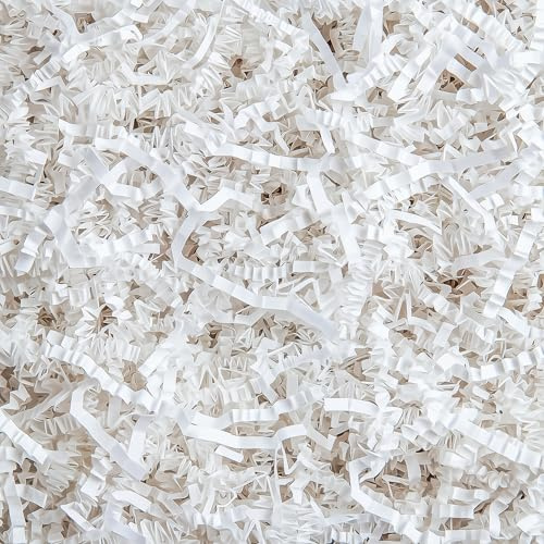 Uptotop 1 LB Crinkle Cut Paper Shred Filler for Gift Wrapping, Gift Basket Filling, Perfect for Birthday, Christmas, Thanksgiving, Halloween, Easter, Valentine's Day, Mother's Day, Father's Day, Wedding & Holiday Decor, White