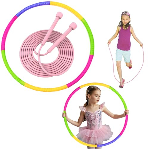 1Pcs Kids Hula Hoops, 1 PCS Skipping Rope, Gymnastics & Sports Equipment, Adjustable, for Home Exercise, Fat Burning and Body Fitness, for Adults, Men, Women and Kids
