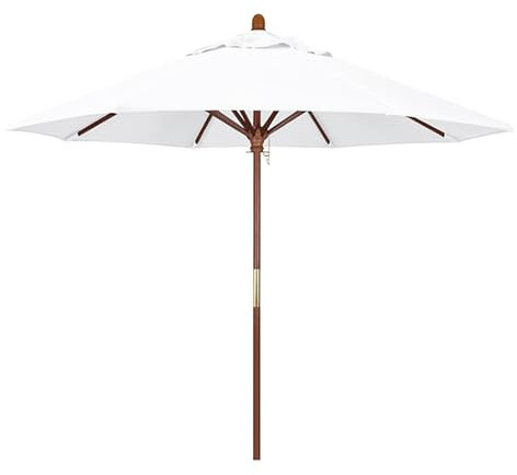 2,1 m Sonnenschirm für den Außenbereich, 2,7 m Gartenschirm aus Holz mit 8 Rippen und Heberolle, UV-Schutz 50+, winddichter Strandschirm - Beige 27