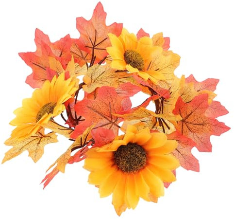 Kichvoe Ghirlanda Autunnale Anelli Portacandele Decorazioni di Girasoli e Foglie d Acero Ghirlanda da Appendere alla Porta per Festa del Raccolto