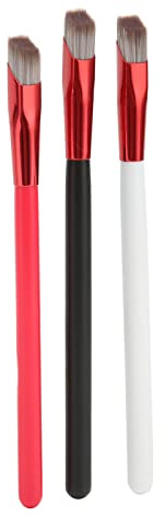 3pcs Brow Concealer Contour Pinsel graues Haar rot weiß schwarzer Griff abgewinkeltes dünnes weiches Augenbrauenpinsel für Make -up -Künstler
