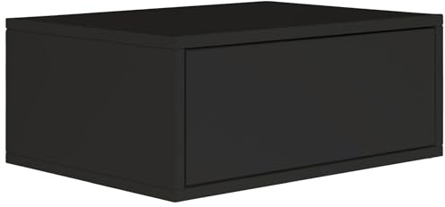 Selsey Nachttisch Hängend Schwebender Schwarz Farbe 50B x 36T x 20,8H cm Nachtschrank mit Schublade in Minimalistischer – Push-to-Open – Skandinavischen Platzsparend Wandmontage Framme