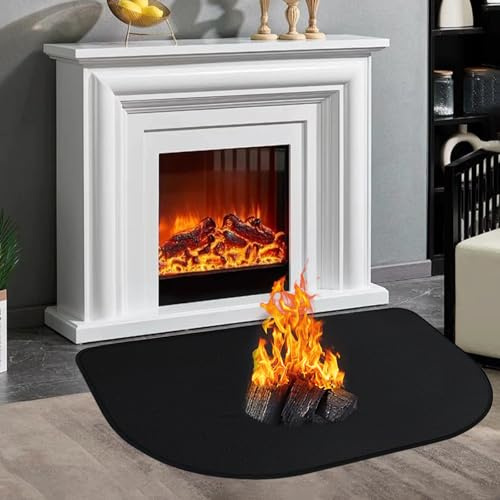 Tapis de cheminée ignifuge 100 x 60 cm – Plaque de protection extra large et support ignifuge en matériau robuste pour poêle, cheminée, foyer et barbecues – Protection contre les étincelles, la