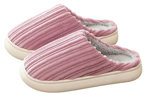 Pantoufles rayées à bout fermé pour femme, pantoufles rayées de couleur unie, chaussures d'intérieur antidérapantes en mousse à mémoire de forme, chaussures d'intérieur douces et confortables