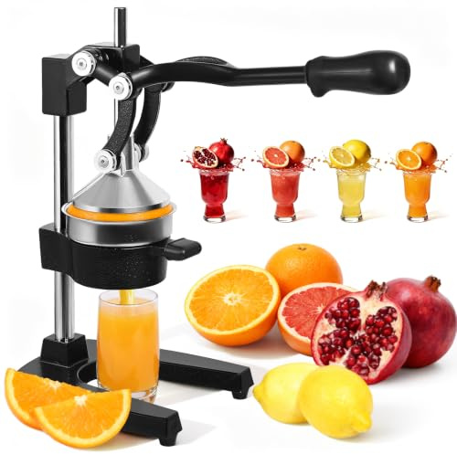 Yigowyigo Manual Juicer Hand Press, Cast Iron Manual Citrus Juice Press, Professional Easy to Clean Citrus Squeezer for Lemons, Oranges, Pomegranates, Grapefruits and Other Fruits (Black)