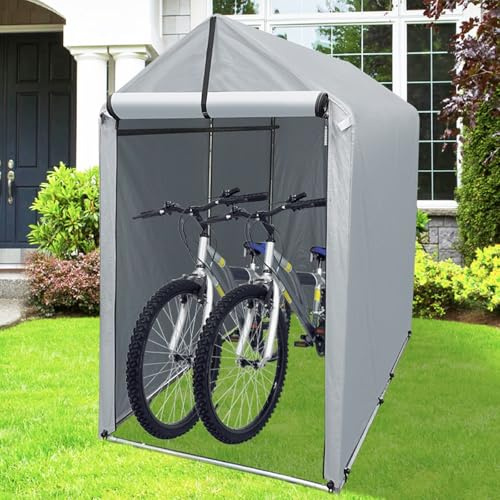 Garage Moto per Esterno 180 X 94 cm, Capanno da Giardino Impermeabile per Biciclette con Porta Avvolgibile con Cerniera e Finestre di Ventilazione per Patio