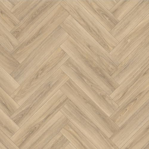 Westbury 162L Light Oak Wood Herringbone Effect My-Style Vinyl Flooring | - 2m x 1.5m (6ft6 x 4ft11)