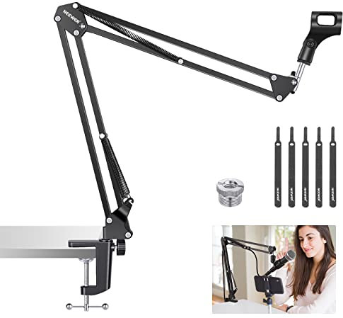 Neewer Mikrofonarmständer, Aufhängung Boom Schere Mic Arm Stativ mit 3/8 bis 5/8 Schraube und Kabelbinder Kompatibel mit Blau Yeti Snowball Yeti X Quadcast und anderen Mikrofonen, Max Last 1.5kg