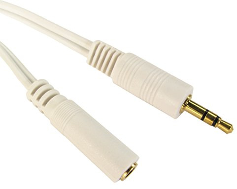 World of Data 10m WHITE 3.5mm Jack Extension Cable - 24k Gold Plated - Audio - Stereo - Male to Female