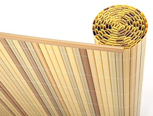 bambus-discount.com Kunststoff Sichtschutzmatte 140x200cm bambusfarben - PVC Sichtschutz Balkonverkleidung Kunststoffmatte 1,4m x 2m