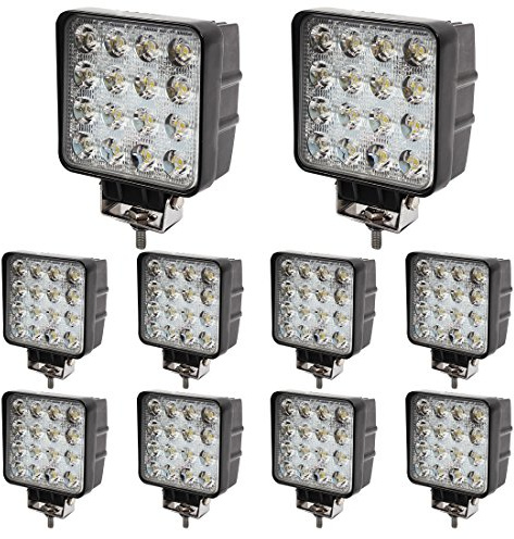 BRIGHTUM 10 x 48W LED Offroad Arbeitsscheinwerfer 4560 Lumen weiß 12V 24V Flutlicht Reflektor worklight Scheinwerfer Arbeitslicht SUV UTV ATV Arbeitslampe - Traktor - Bagger …