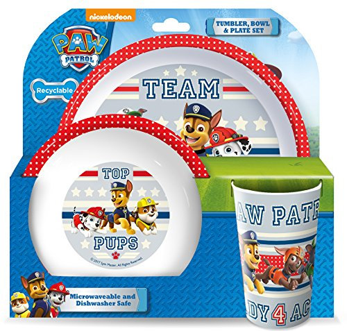 Paw Patrol BPA Free 3pcs Dinner Breakfast Set Plate, Bowl & Tumbler Cup