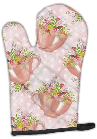 Caroline's Treasures Ofenhandschuh mit Teetasse und Blumen, 30,5 x 21,6 cm, Mehrfarbig