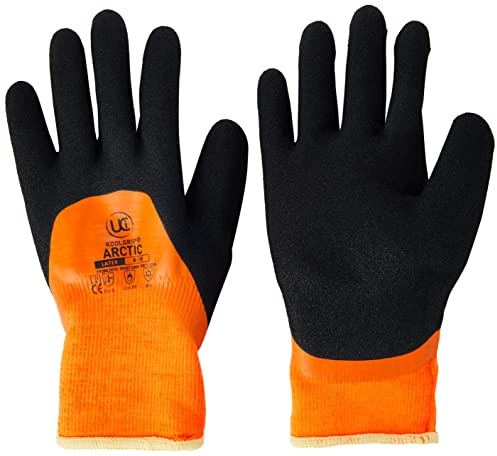 UCI KoolGrip ARCTIC Thermal Dual Latex Waterproof Grip Work Gloves ORANGE (8/Medium)
