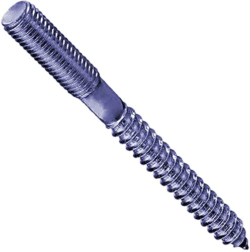 MegaHaustechnik 5 Stück Stockschrauben M8 x 200mm aus Stahl verzinkt silber, Größe M8 Durchmesser 8mm, Länge 200mm, Gewindestifte Schraubstifte Doppelgewinde Metrisches und Holzgewinde