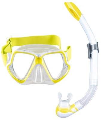 Mares Wahoo Erwachsene Wahoo Neon Maske & Schnorchel Combo Set - Farbwahl (Neon Gelb)