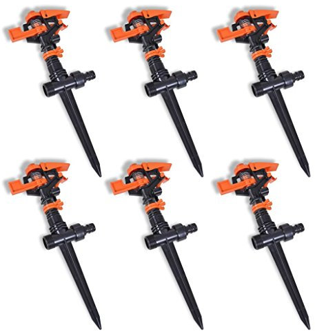 Festnight 6er Impuls-Rasensprenger Sprenger Sprinkler Impulsregner 32 cm