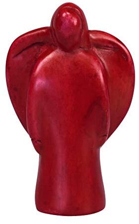Uljö Schutzengel aus Speckstein 6cm Fairtrade und handgearbeitet (Rot)