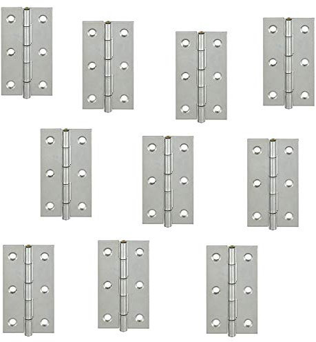 Gedotec Lot de 10 charnières de coffre en métal avec tige en laiton rivetée | 25 x 20 mm | Charnière de meuble en acier galvanisé | Bande à visser | Lot de 10 – Bande de meuble roulée